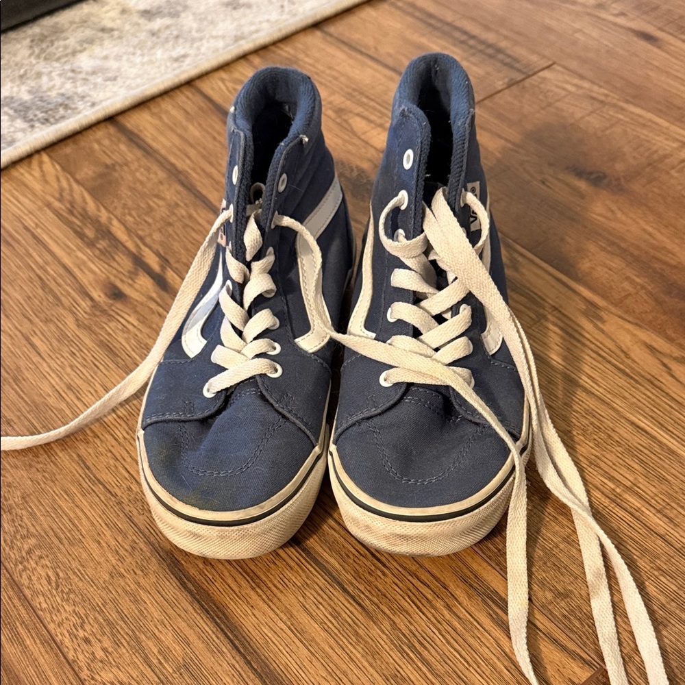 Vans Kids Navy and White High-Top Sneakers